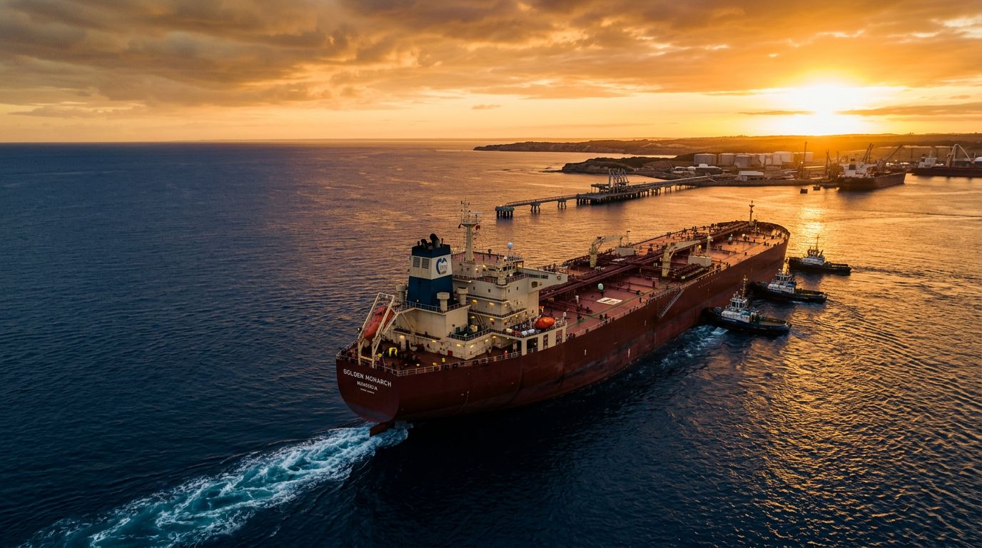 Vessel chartering services — tanker at berth for oil and gas cargo loading